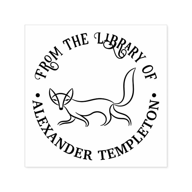 Sello Automático Zorro Astuto Rústico #3 Nombre de libro redondo de (Diseño)