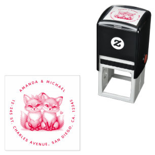 Sello Automático Zorros Adorables Enamorados