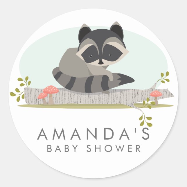 Sello Baby Shower Favorito de Sweet Woodland Racco (Anverso)