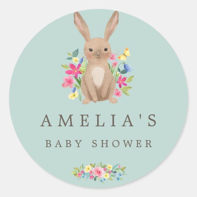 Sello Baby Shower Favorito Sweet Woodland Bunny (Anverso)