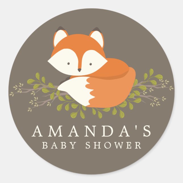 Sello Baby Shower Favorito Sweet Woodland Fox (Anverso)