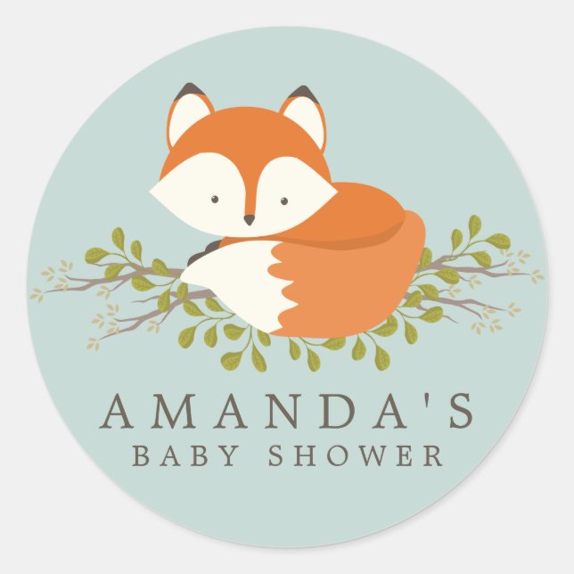 Sello Baby Shower Favorito Sweet Woodland Fox (Anverso)