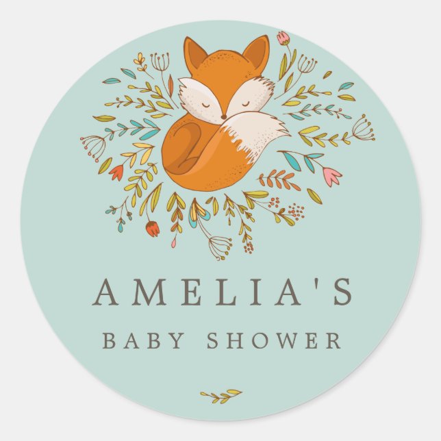 Sello Baby Shower Favorito Woodland Fox Sweet (Anverso)