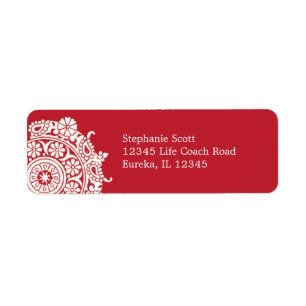 Sello blanco/rojo elegante con ornamento