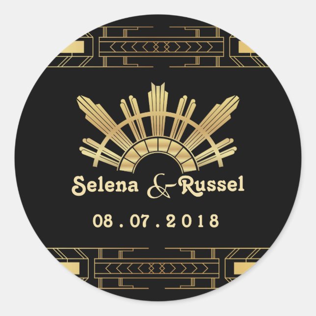 Sello Boda Art Deco de Belleza Clásica (Anverso)