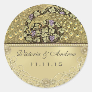 Sello Boda de aves pastorales de estilo Art Nouvea