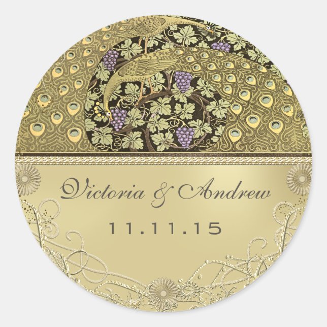 Sello Boda de aves pastorales de estilo Art Nouvea (Anverso)