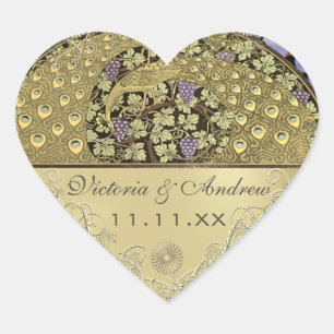 Sello Boda de aves pastorales de estilo Art Nouvea