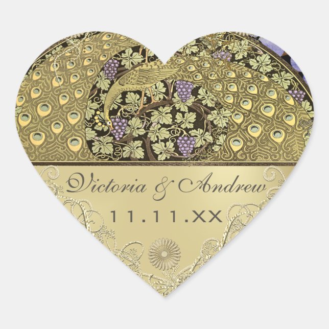 Sello Boda de aves pastorales de estilo Art Nouvea (Anverso)