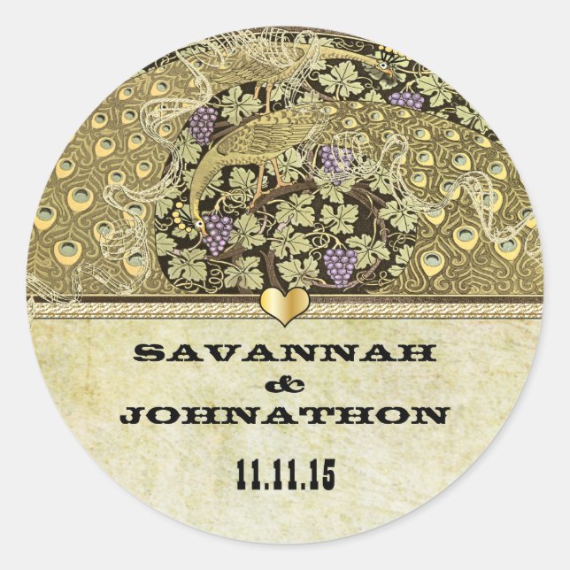 Sello Boda de aves pastorales de estilo Art Nouvea (Anverso)