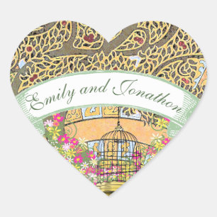 Sello Boda de roble floral rosa y amarillo