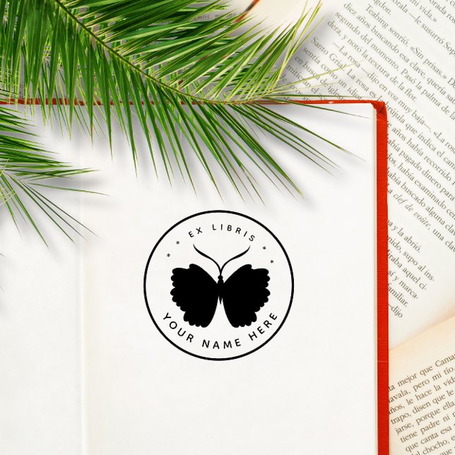 Sello circular de mariposa ex libris (Subido por el creador)