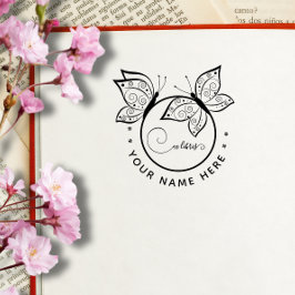Sello circular de mariposa ex libris