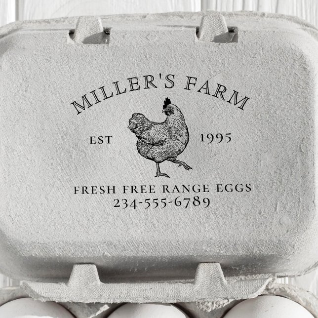 Sello clásico de huevo de pollo con nombre de gran (Rubber Stamp Mock-up)