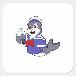 Sello como marinero con barco