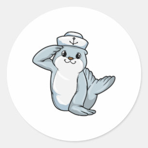 Sello como marinero con gorra de marinero