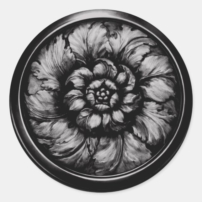 Sello con aspecto de relieve barroco vintage negro (Anverso)