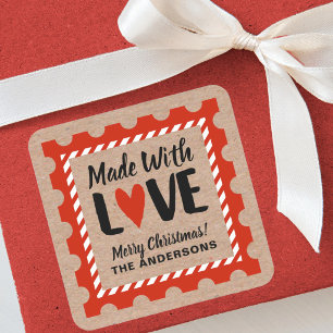 Sello de Adhesivo de Papel Kraft Navidad Hecho Con