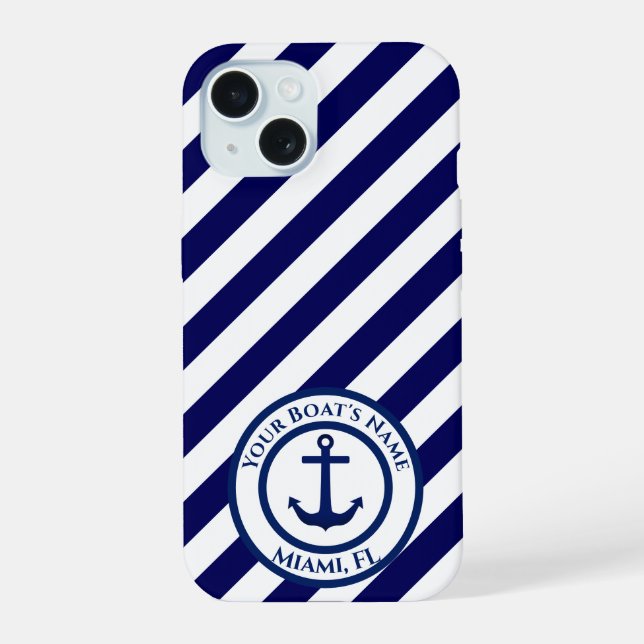 Sello de ancla y rayas diagonales personalizadas (Reverso )