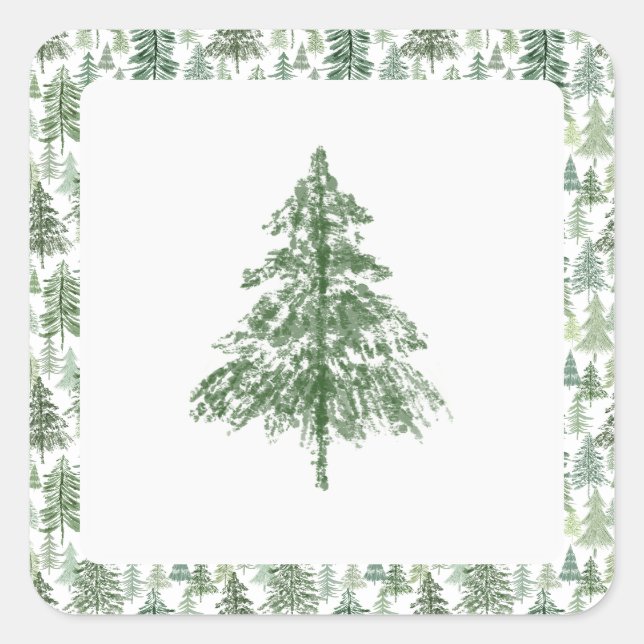 Sello de árbol de pino verde Navidad  (Anverso)