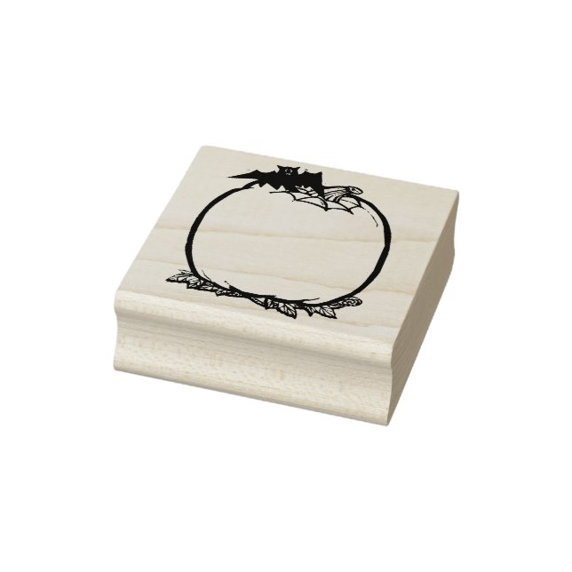 Sello de arte de calabaza y murciélago en blanco d (Sello)