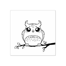 Sello de arte de caucho de búho de dibujos animado
