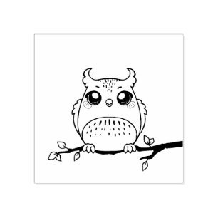Sello de arte de caucho de búho de dibujos animado