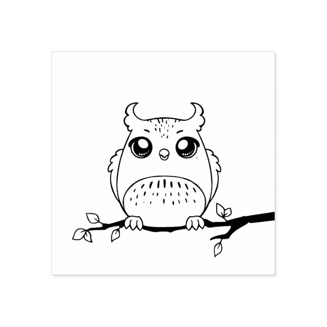 Sello de arte de caucho de búho de dibujos animado (Impresión)