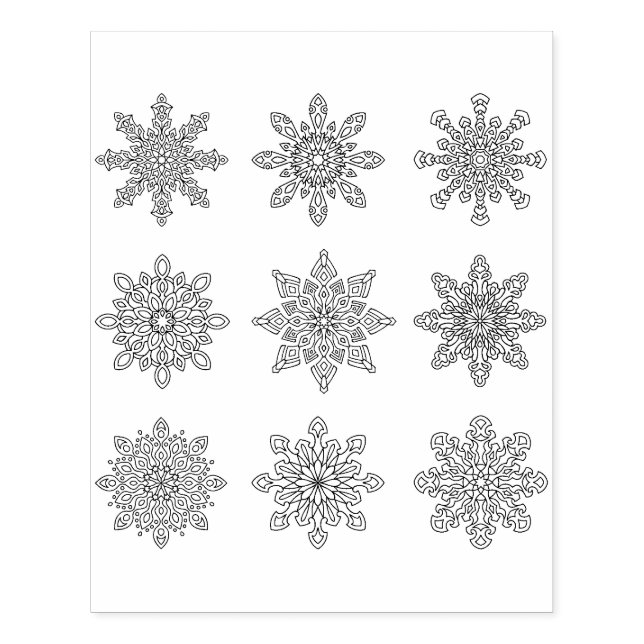 sello de arte de copos de nieve múltiples (Impresión)