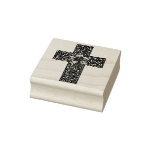 sello de arte de cruz de flor ornamental vintage
