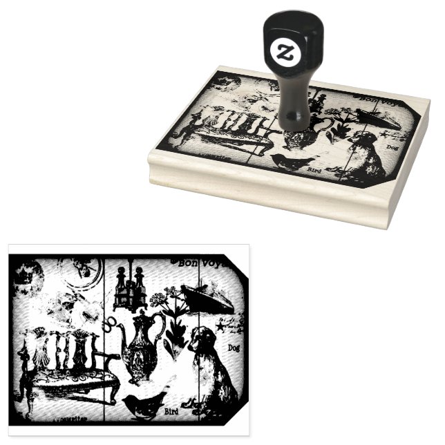 Sello de arte de la manija de madera de perro de c (Sellado)