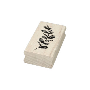 Sello de arte de madera de bifurcación botánica
