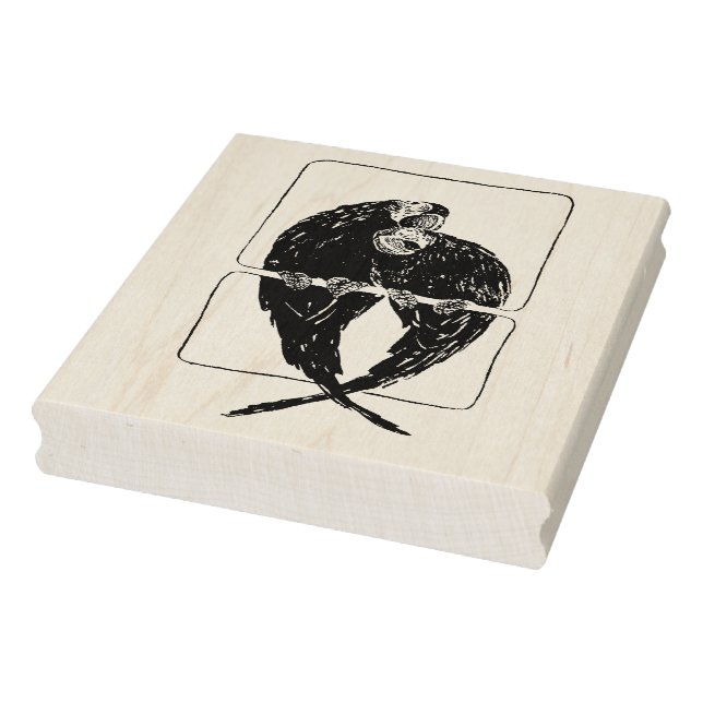 Sello de arte de madera de dos loros (Sello)