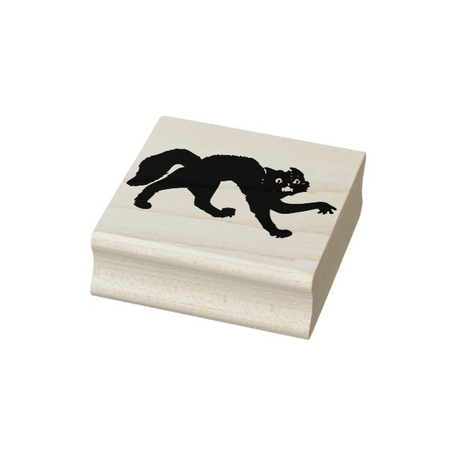 Sello de arte de silueta de gato de miedo negro (Sello)