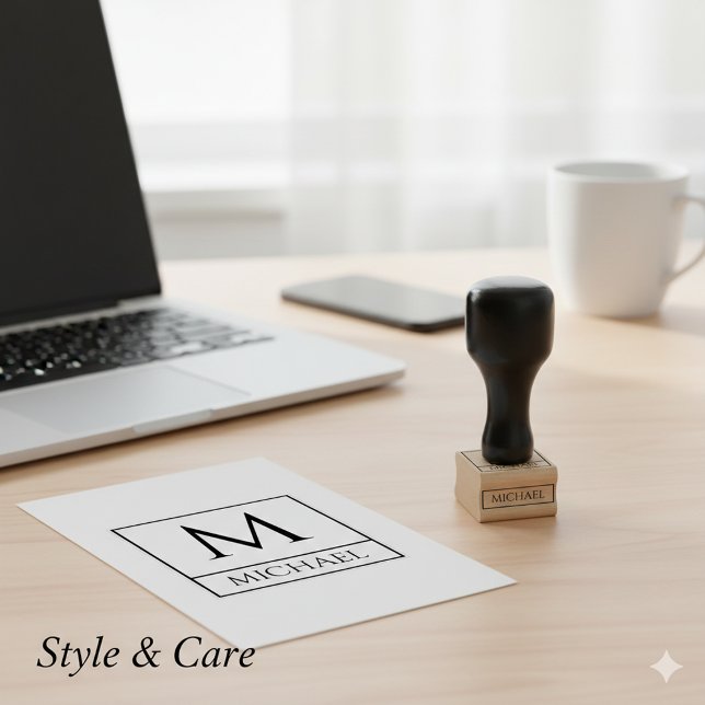 Sello de arte maderero con tu nombre e inicio (Wood Art Stamp Featuring Your Name and Initial)