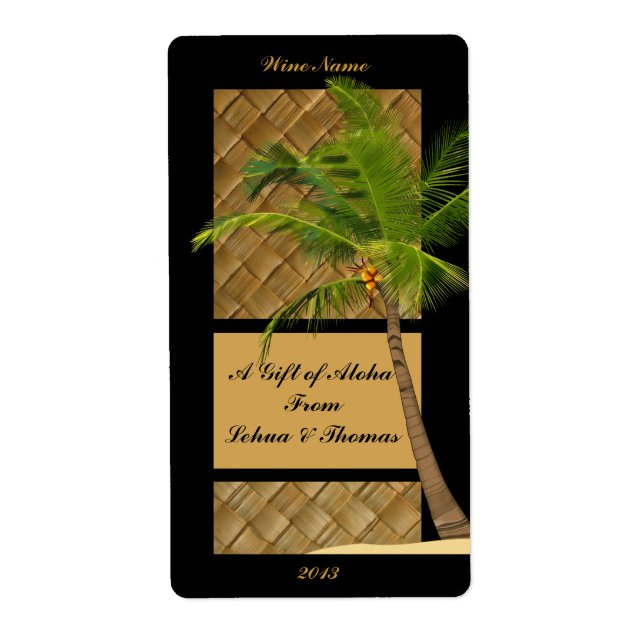 Sello de artesanía de vinos de coco Aloha (Frente)