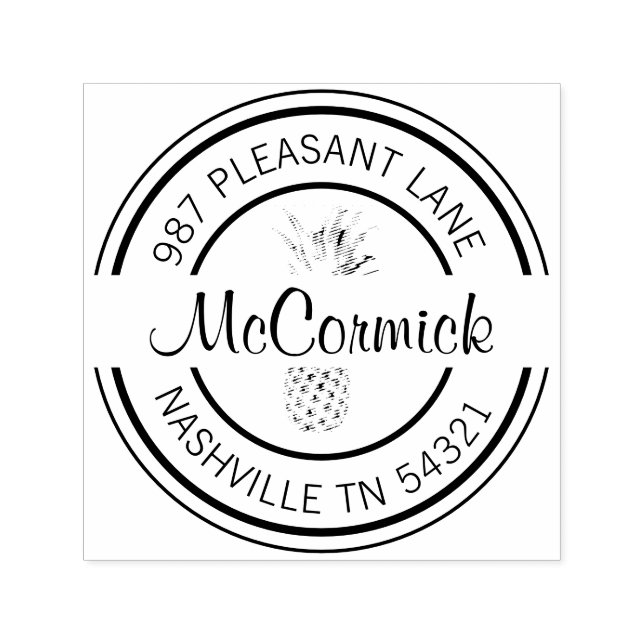 Sello de autograbado redondo de dirección de retor (Diseño)