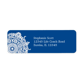 Sello de Avery Azul Blanco/Real con ornamento eleg