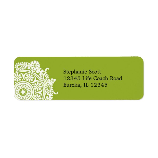Sello de Avery Elegante Ornamento Blanco/Verde Lim (Frente)