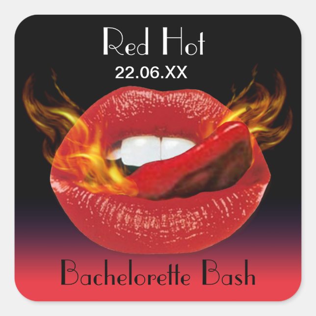 Sello de Bash de Bachelorette Caliente Roja (Anverso)