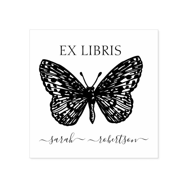 sello de biblioteca de mariposa (Impresión)