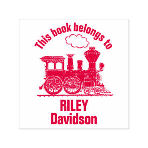 Sello de biblioteca de nombres de niños de trenes 