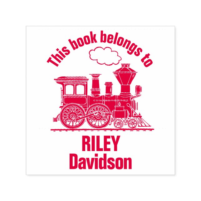 Sello de biblioteca de nombres de niños de trenes  (Diseño)