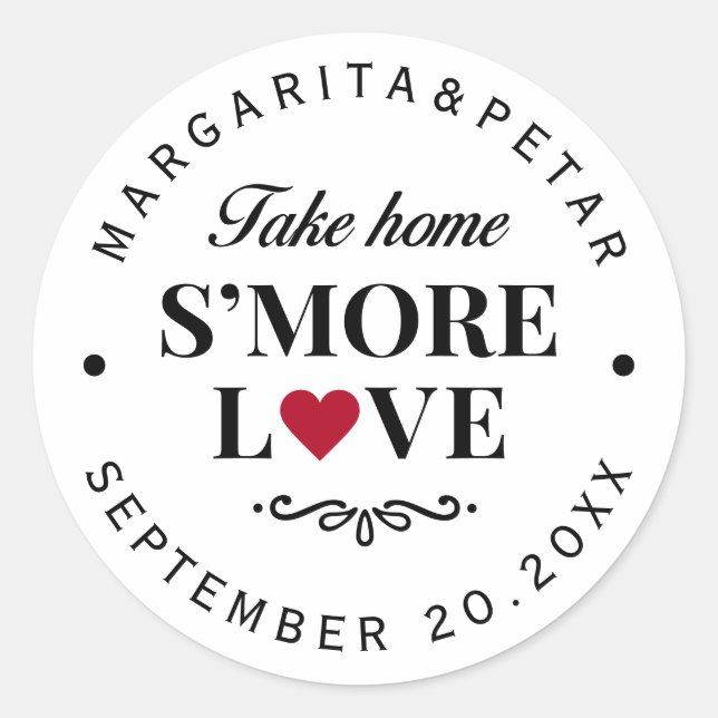 Sello de Boda Amor de S'more Blanco Dulce (Anverso)
