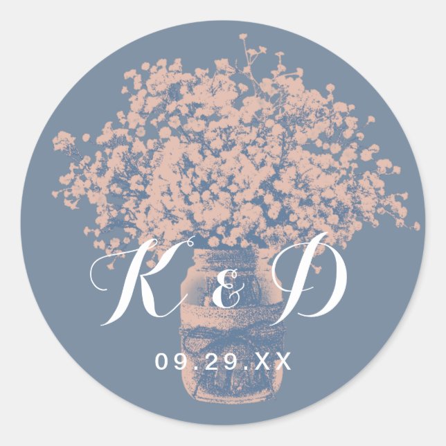 Sello de Boda azul agitado en la jarra de aliento  (Anverso)