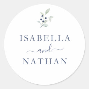 Sello de boda botánico acuarela Chic Sage Navy