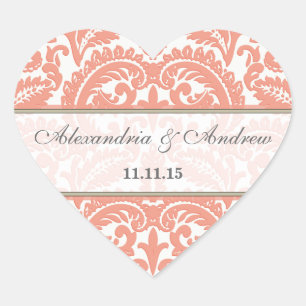 Sello de Boda Coral Victoriano Vintage Damask