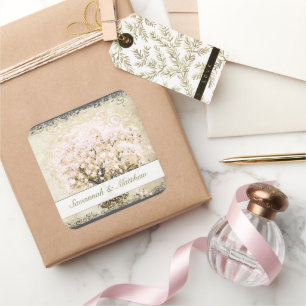 Sello de boda de árbol de hoja de corazón con remo