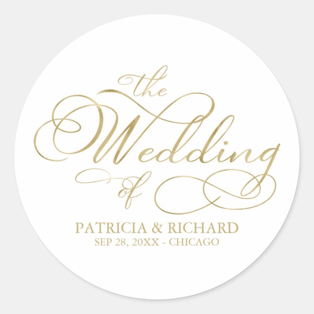 Sello de boda de caligrafía con lámina de oro fals (Anverso)