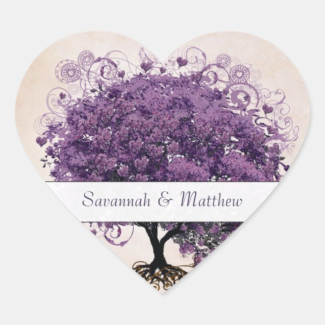 Sello de Boda de hojas de corazón simple y de colo (Anverso)